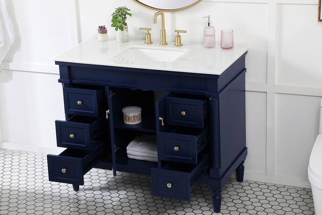 Elegant Bathroom Vanity - Blue, L 42" (VF13042BL)