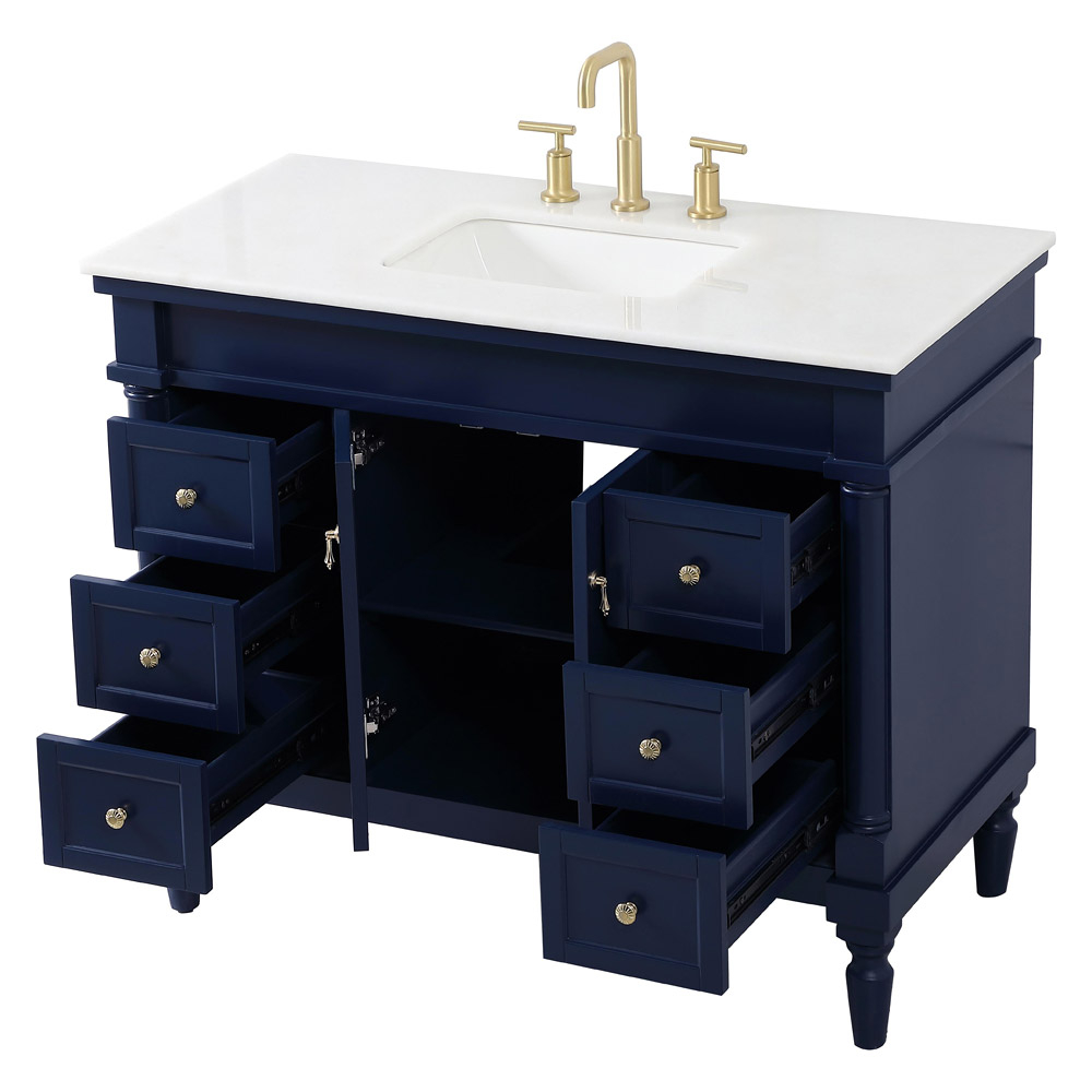 Elegant Bathroom Vanity - Blue, L 42" (VF13042BL)