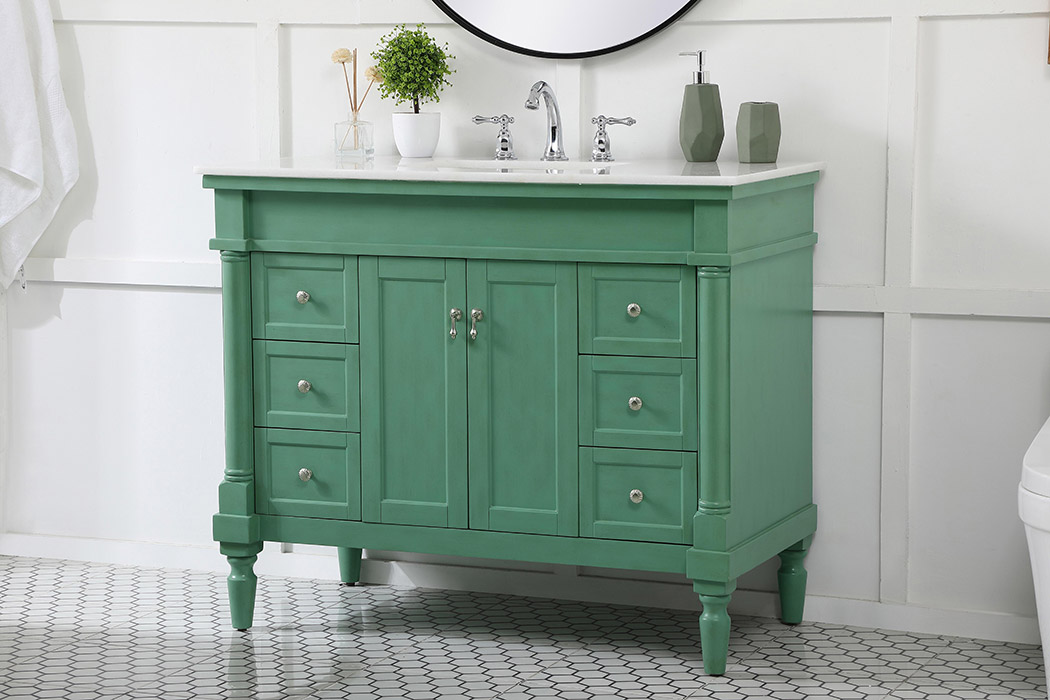 Elegant Bathroom Vanity - Vintage Mint, L 42" (VF13042VM)