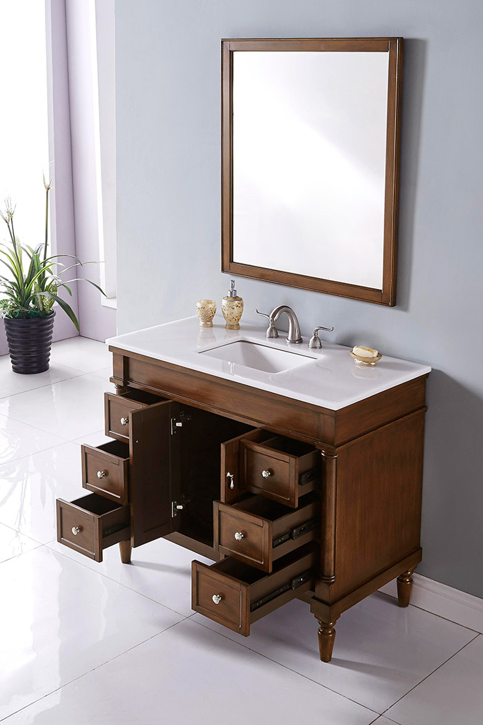 Elegant Bathroom Vanity - Walnut, L 42" (VF13042WT)