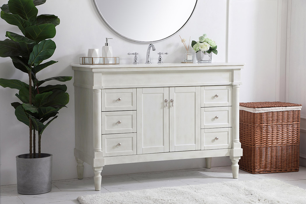 Elegant Bathroom Vanity - Antique White, L 48" (VF13048AW)