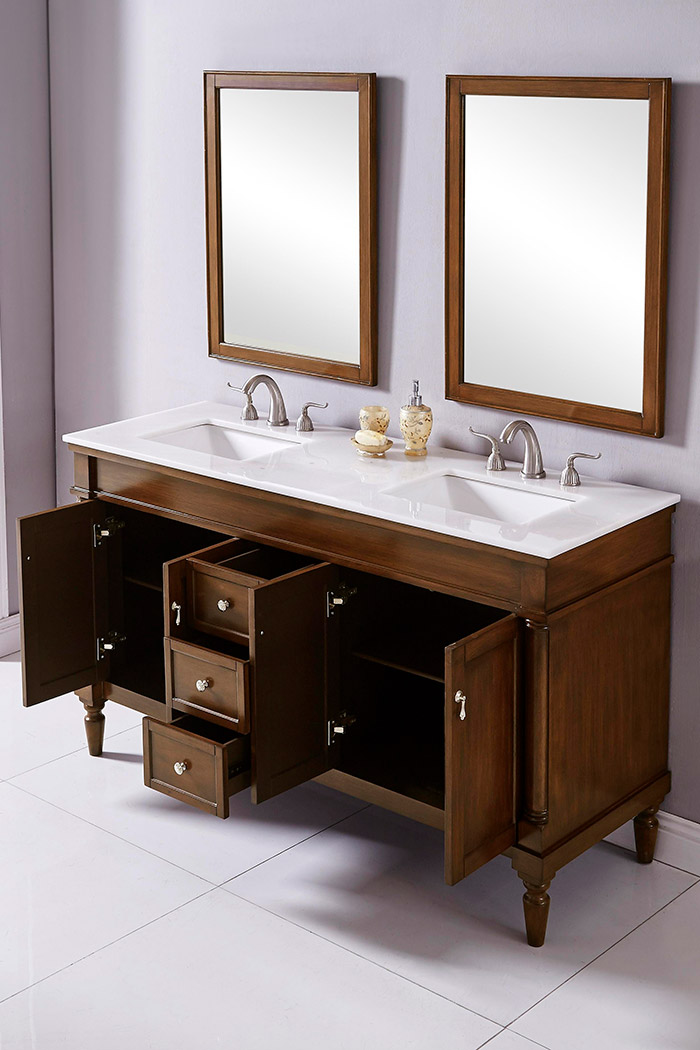 Elegant Bathroom Vanity - Walnut (VF13060DWT)