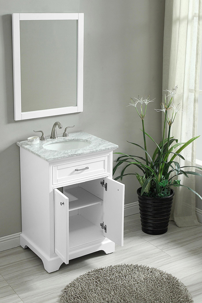 Elegant Bathroom Vanity - White, L 24" (VF15024WH)