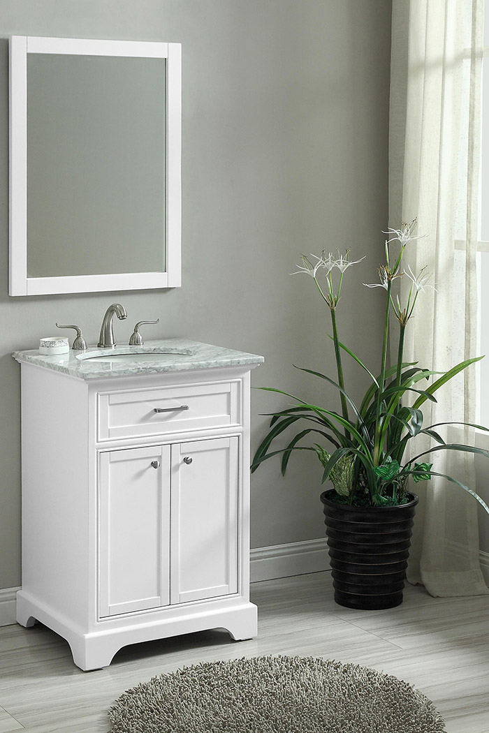 Elegant Bathroom Vanity - White, L 24" (VF15024WH)