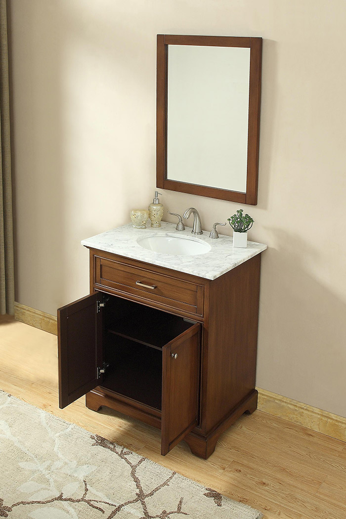 Elegant Bathroom Vanity - Teak, L 30" (VF15030TK)