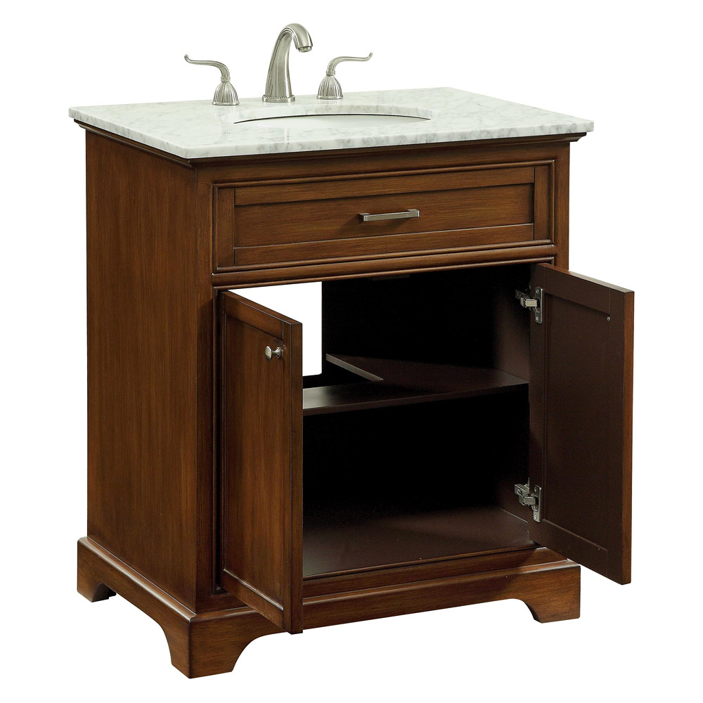 Elegant Bathroom Vanity - Teak, L 30" (VF15030TK)