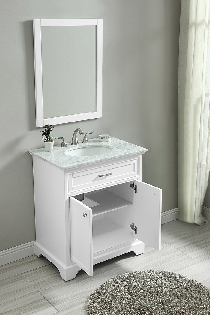 Elegant Bathroom Vanity - White, L 30" (VF15030WH)