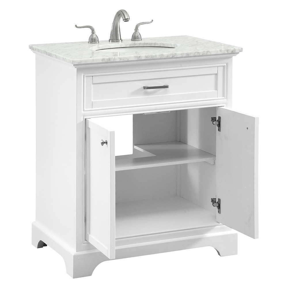 Elegant Bathroom Vanity - White, L 30" (VF15030WH)