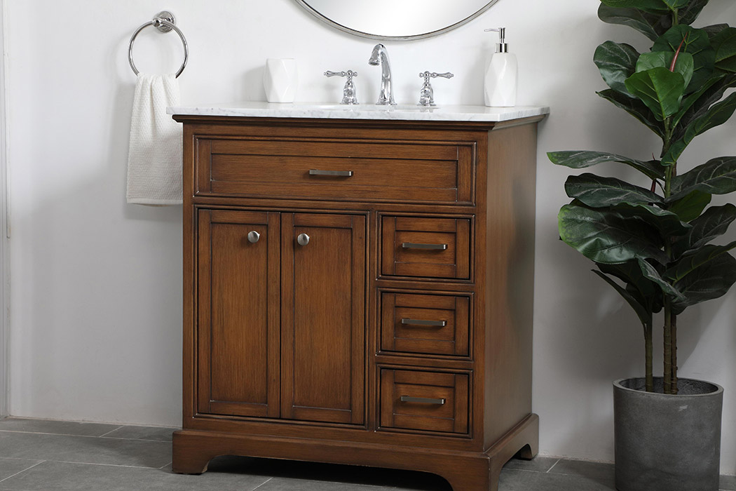 Elegant Bathroom Vanity - Teak, L 32" (VF15032TK)