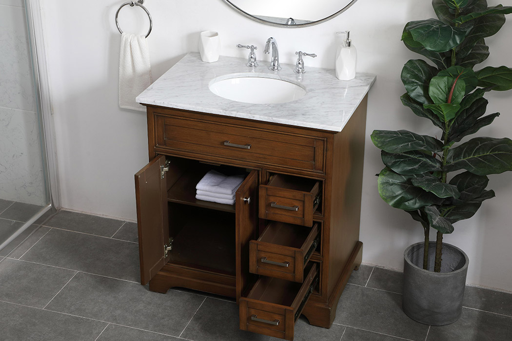 Elegant Bathroom Vanity - Teak, L 32" (VF15032TK)