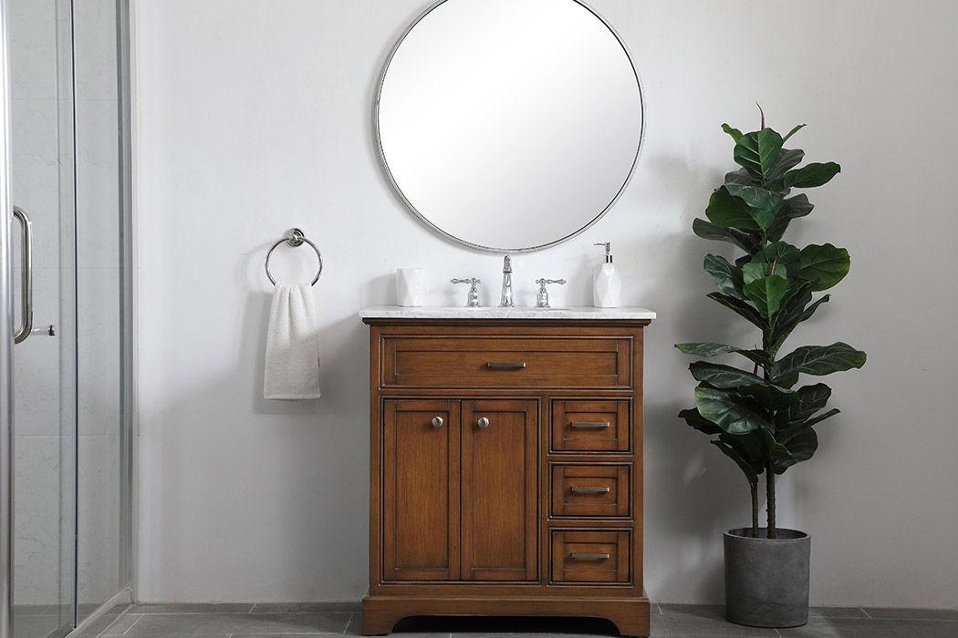 Elegant Bathroom Vanity - Teak, L 32" (VF15032TK)