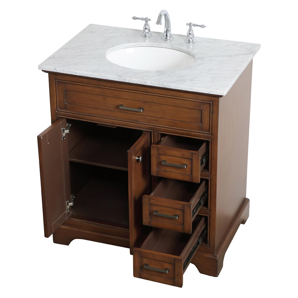 Elegant Bathroom Vanity - Teak, L 32" (VF15032TK)