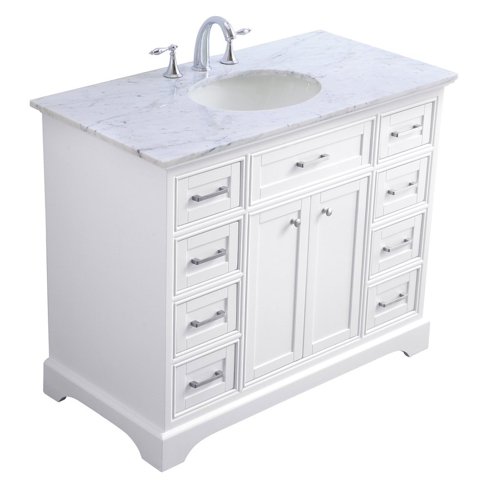 Elegant Bathroom Vanity - White, L 42" (VF15042WH)