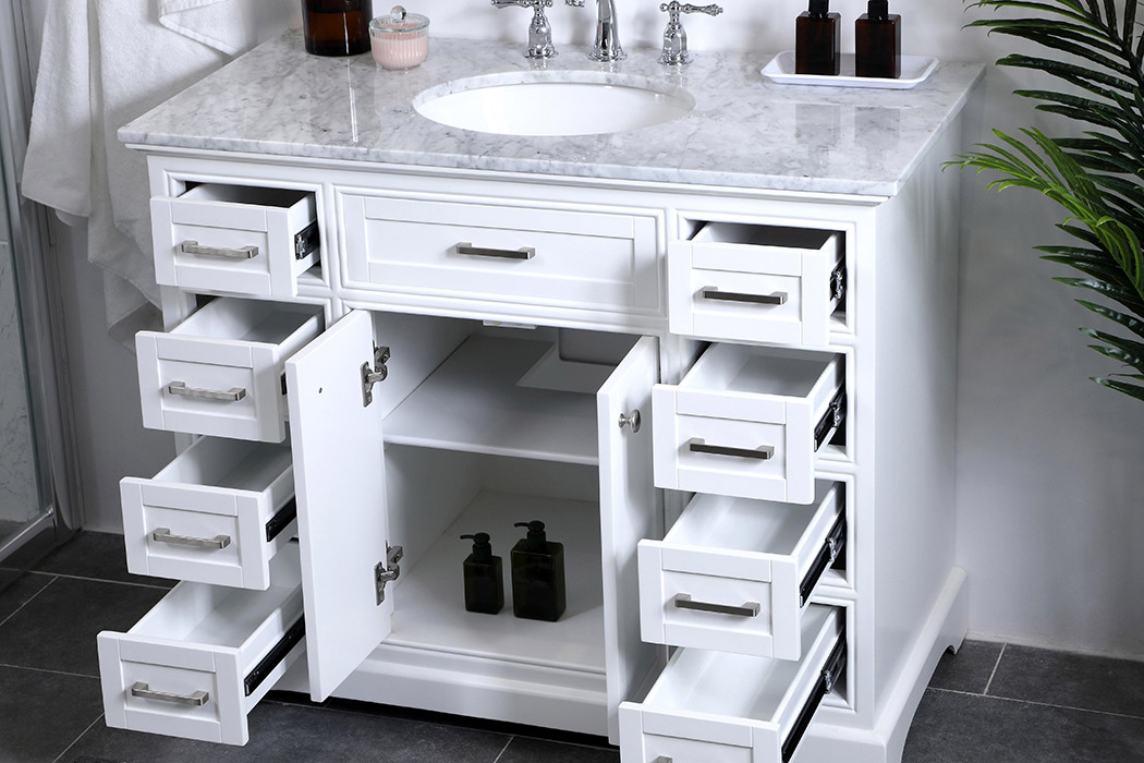 Elegant Bathroom Vanity - White, L 42" (VF15042WH)