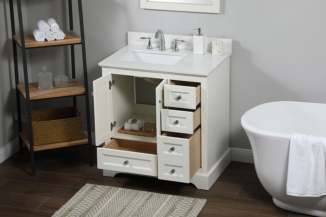 Elegant Bathroom Vanity - White (VF15532WH-BS)