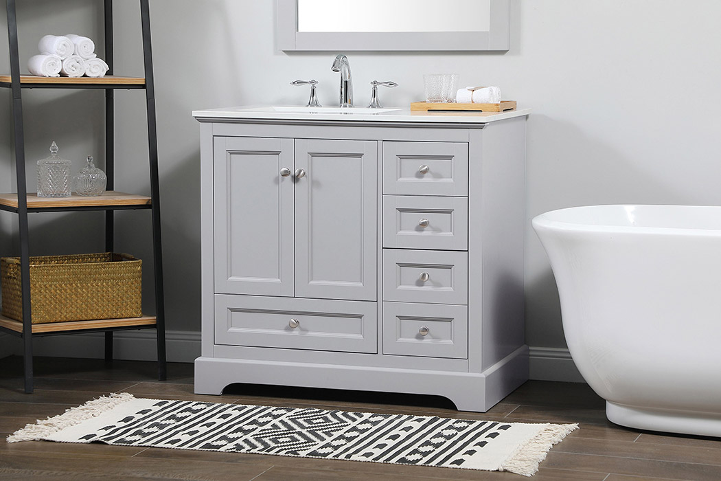 Elegant Bathroom Vanity - Gray (VF15536GR)