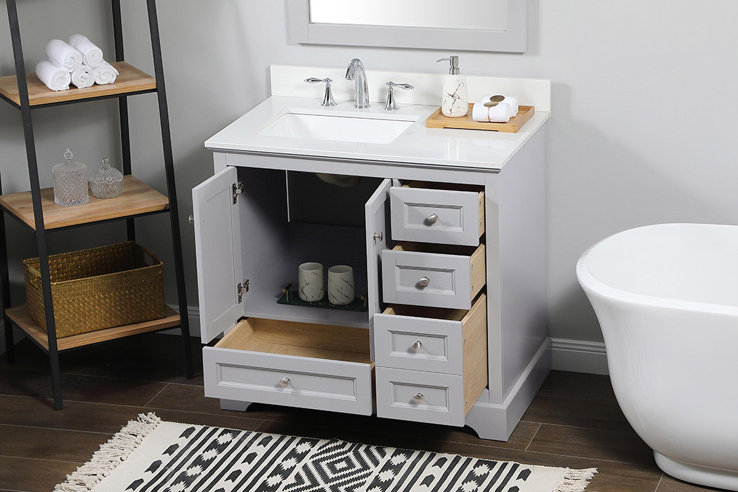 Elegant Bathroom Vanity - Gray (VF15536GR-BS)