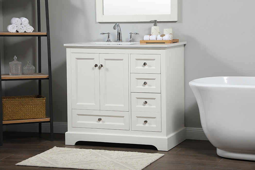 Elegant Bathroom Vanity - White (VF15536WH)