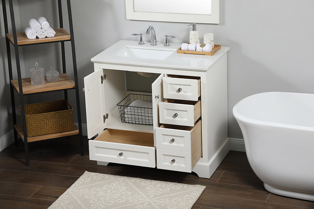 Elegant Bathroom Vanity - White (VF15536WH)