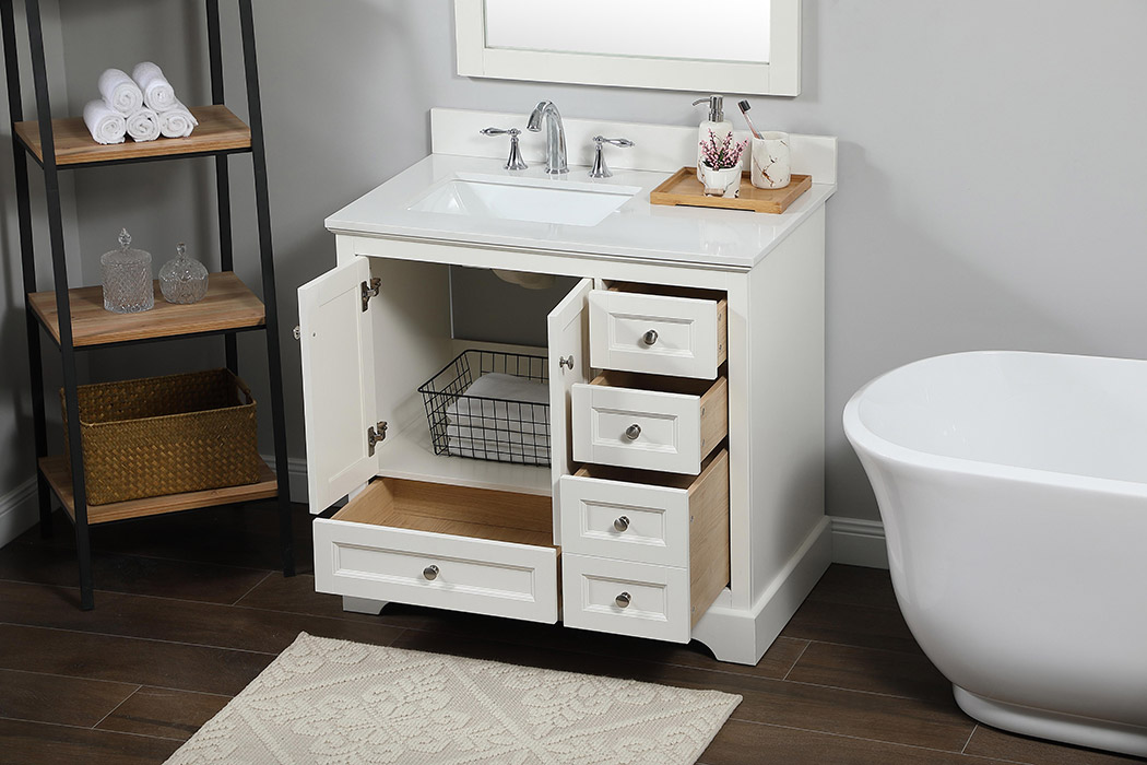 Elegant Bathroom Vanity - White (VF15536WH-BS)