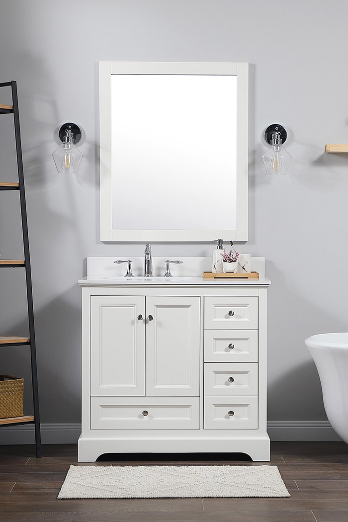 Elegant Bathroom Vanity - White (VF15536WH-BS)