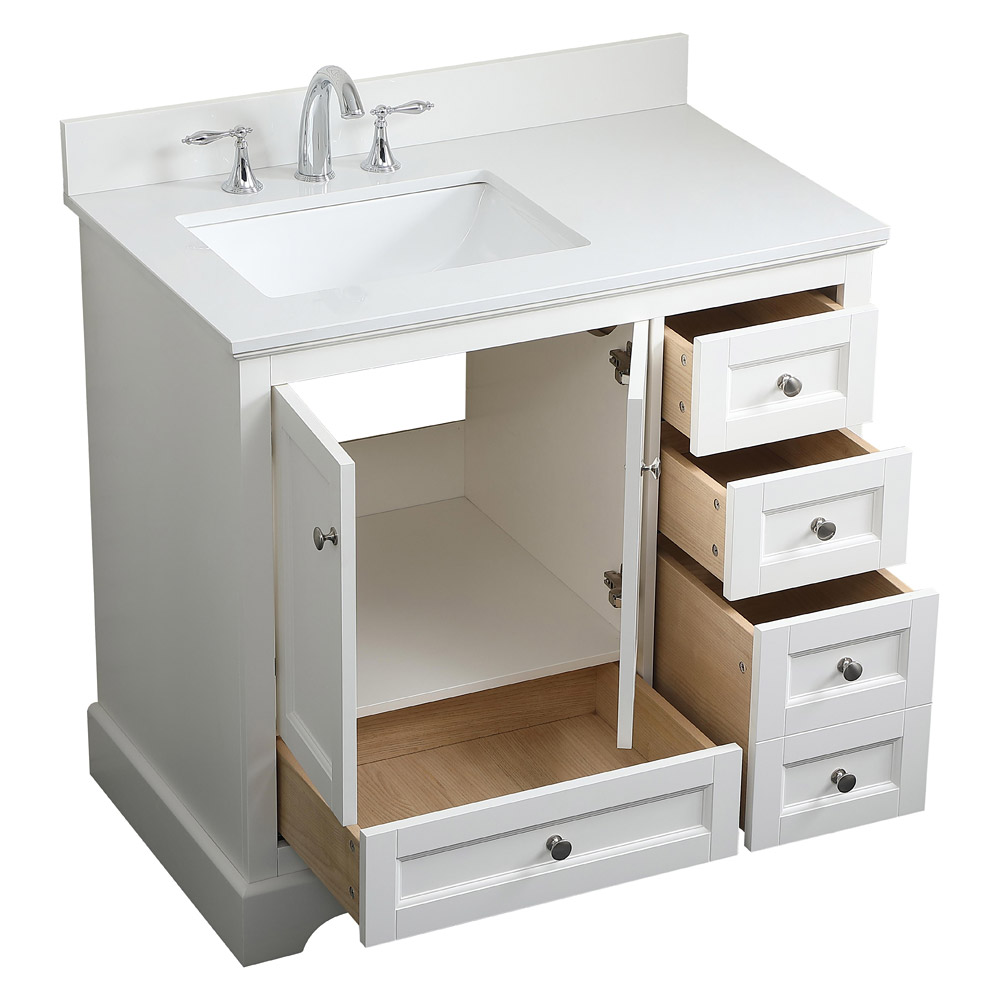 Elegant Bathroom Vanity - White (VF15536WH-BS)