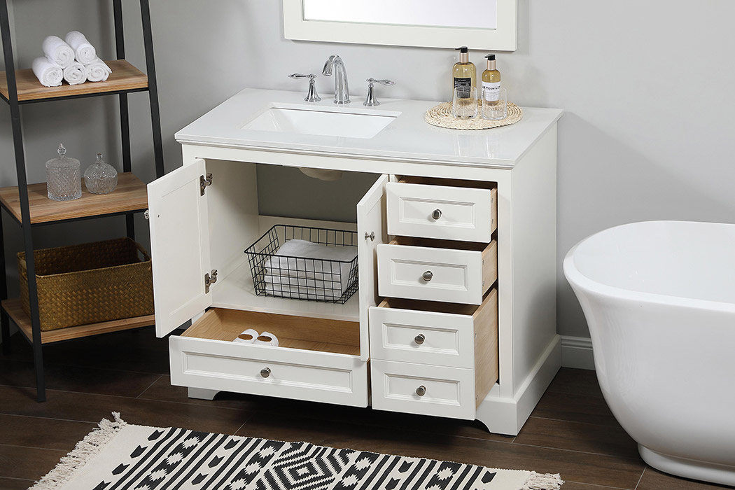 Elegant Bathroom Vanity - White (VF15542WH)