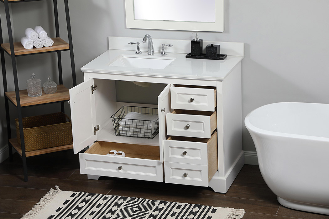 Elegant Bathroom Vanity - White (VF15542WH-BS)