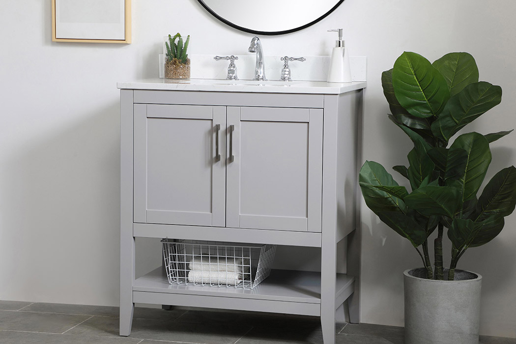 Elegant Bathroom Vanity - Gray (VF16030GR-BS)