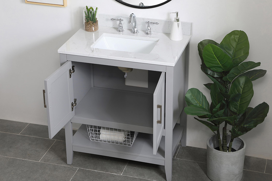 Elegant Bathroom Vanity - Gray (VF16030GR-BS)