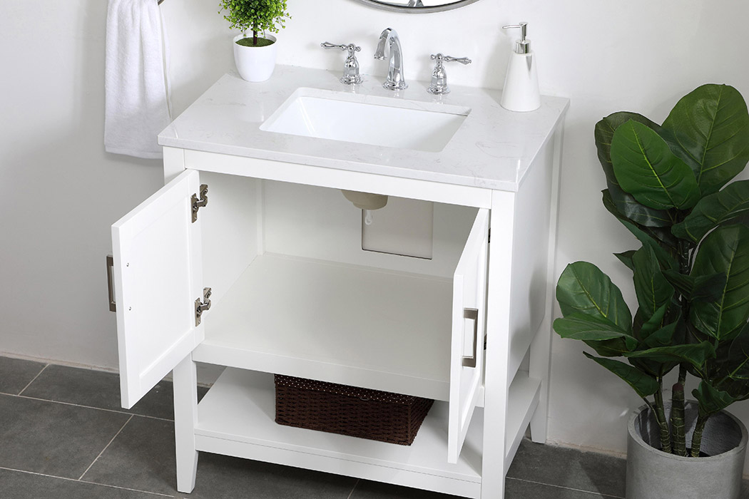 Elegant Bathroom Vanity - White (VF16030WH)