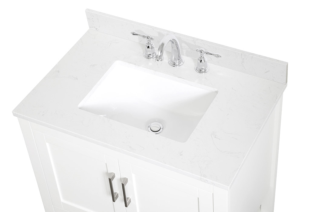 Elegant Bathroom Vanity - White (VF16030WH-BS)