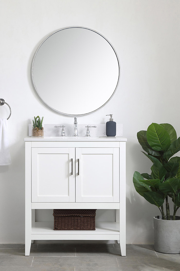 Elegant Bathroom Vanity - White (VF16030WH-BS)