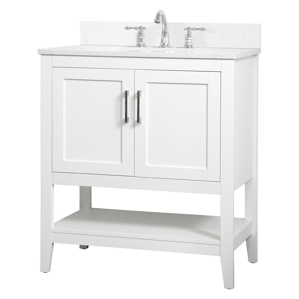 Elegant Bathroom Vanity - White (VF16030WH-BS)