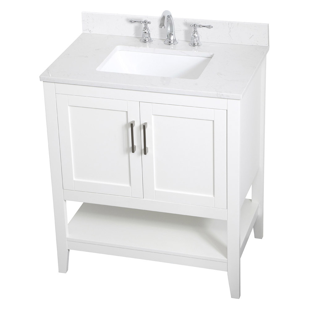 Elegant Bathroom Vanity - White (VF16030WH-BS)