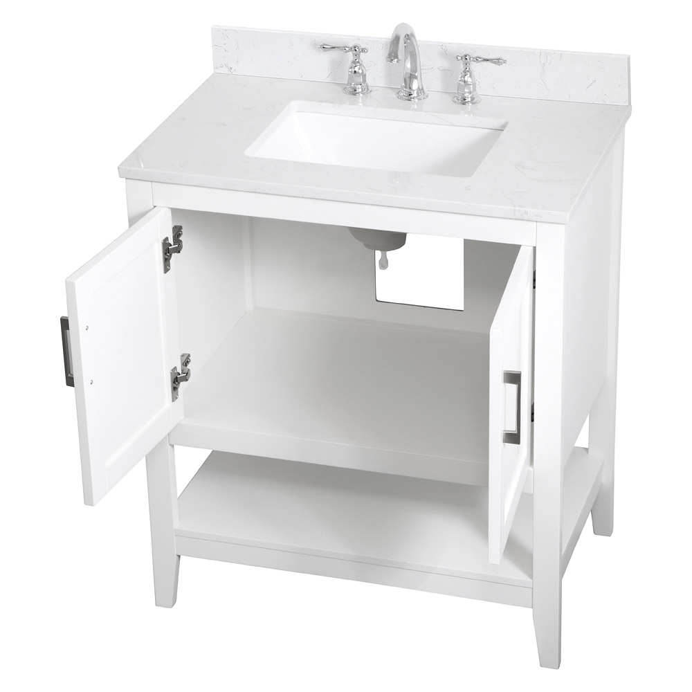 Elegant Bathroom Vanity - White (VF16030WH-BS)