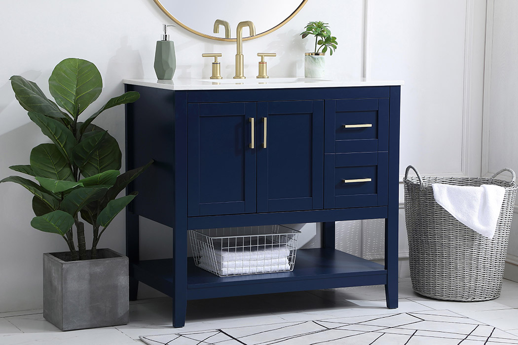 Elegant Bathroom Vanity - Blue (VF16036BL)