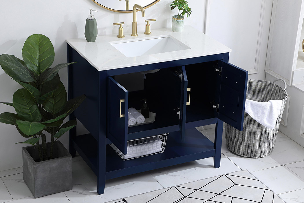 Elegant Bathroom Vanity - Blue (VF16036BL)