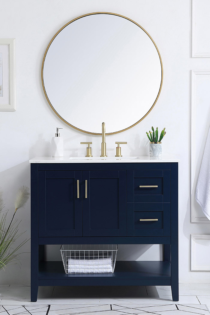 Elegant Bathroom Vanity - Blue (VF16036BL)