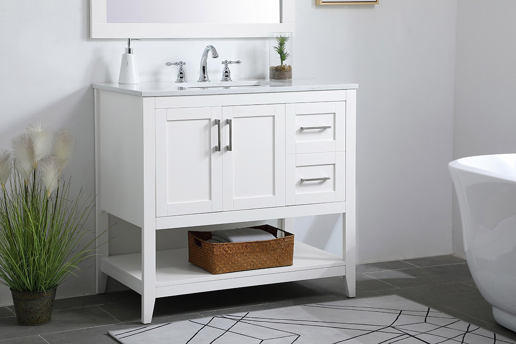 Elegant Bathroom Vanity - White (VF16036WH)