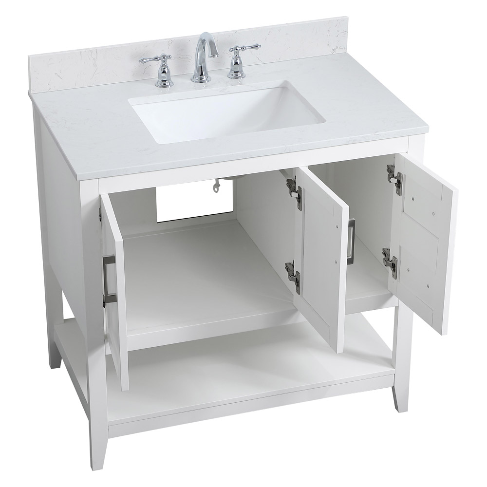 Elegant Bathroom Vanity - White (VF16036WH-BS)