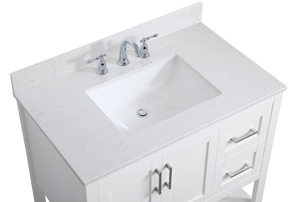 Elegant Bathroom Vanity - White (VF16036WH-BS)