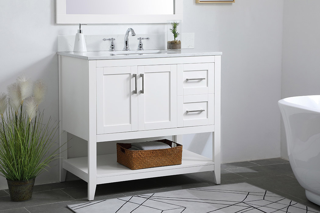 Elegant Bathroom Vanity - White (VF16036WH-BS)