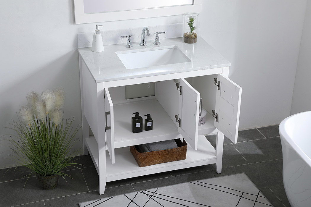 Elegant Bathroom Vanity - White (VF16036WH-BS)