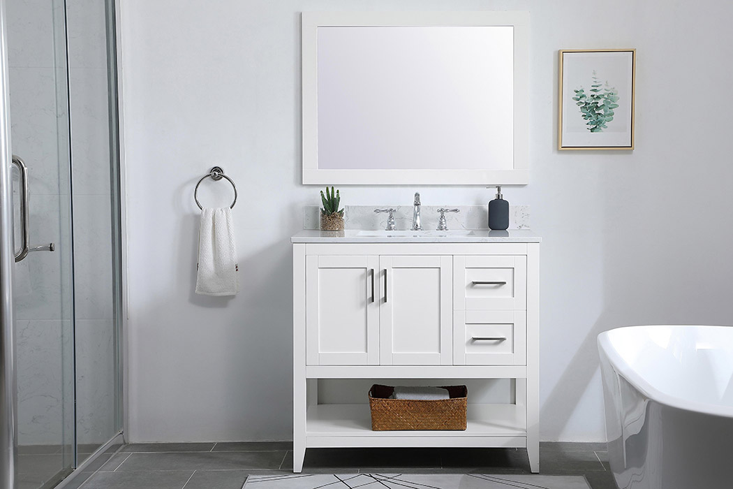 Elegant Bathroom Vanity - White (VF16036WH-BS)