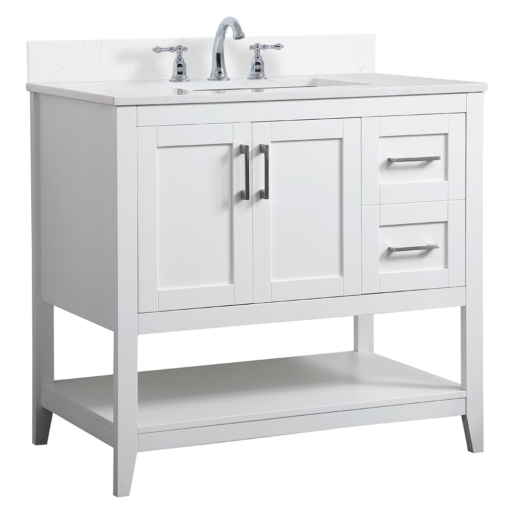 Elegant Bathroom Vanity - White (VF16036WH-BS)