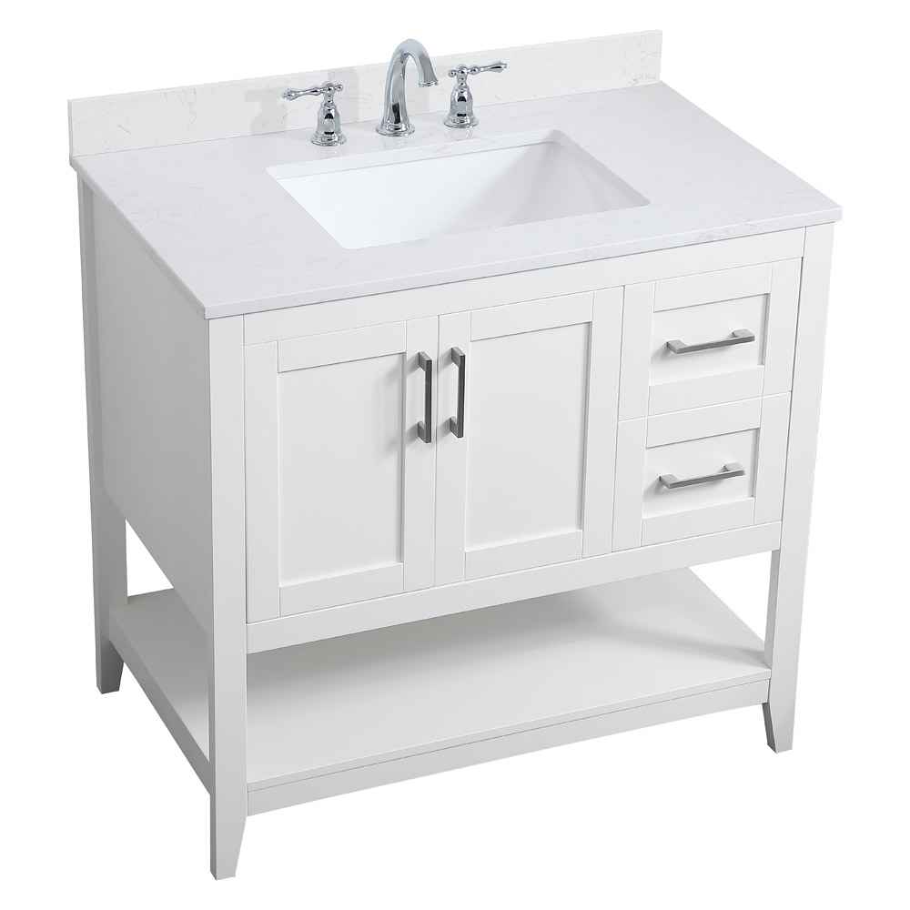 Elegant Bathroom Vanity - White (VF16036WH-BS)