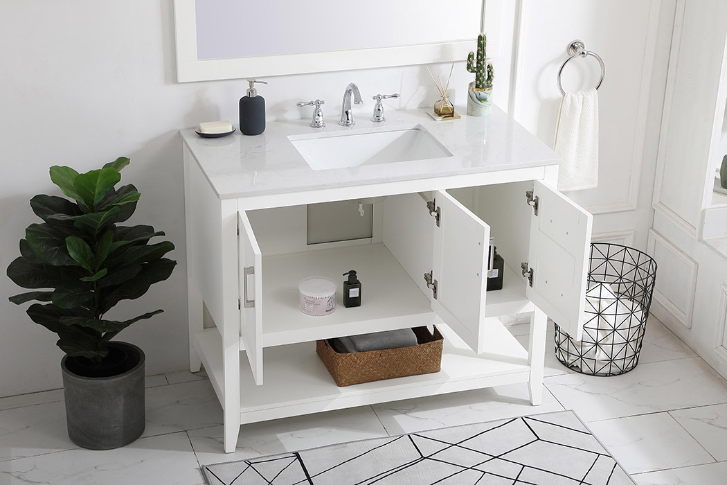 Elegant Bathroom Vanity - White (VF16042WH)