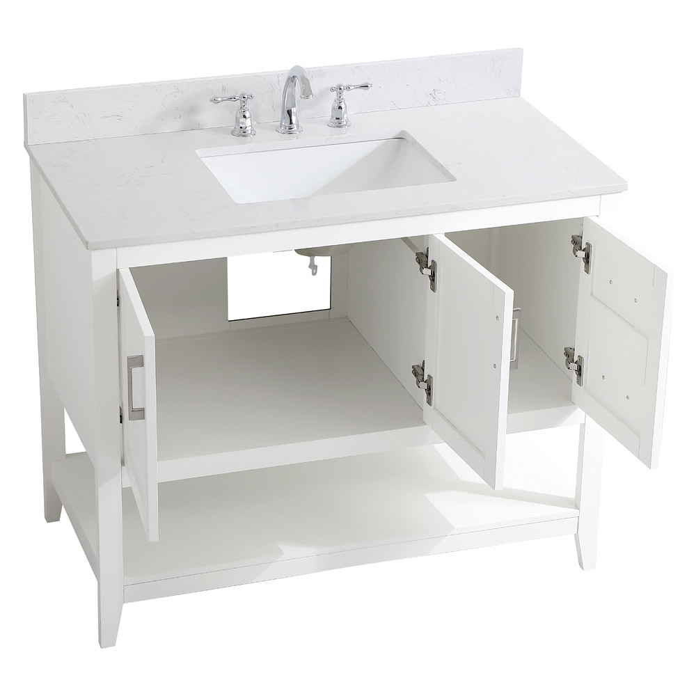 Elegant Bathroom Vanity - White (VF16042WH-BS)