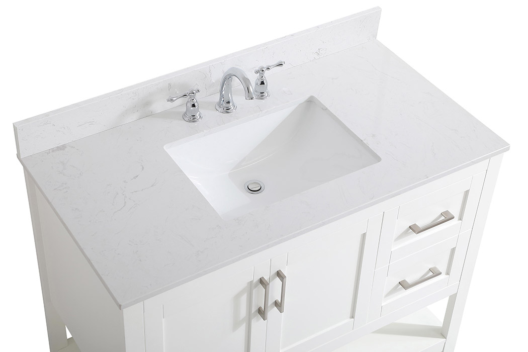 Elegant Bathroom Vanity - White (VF16042WH-BS)